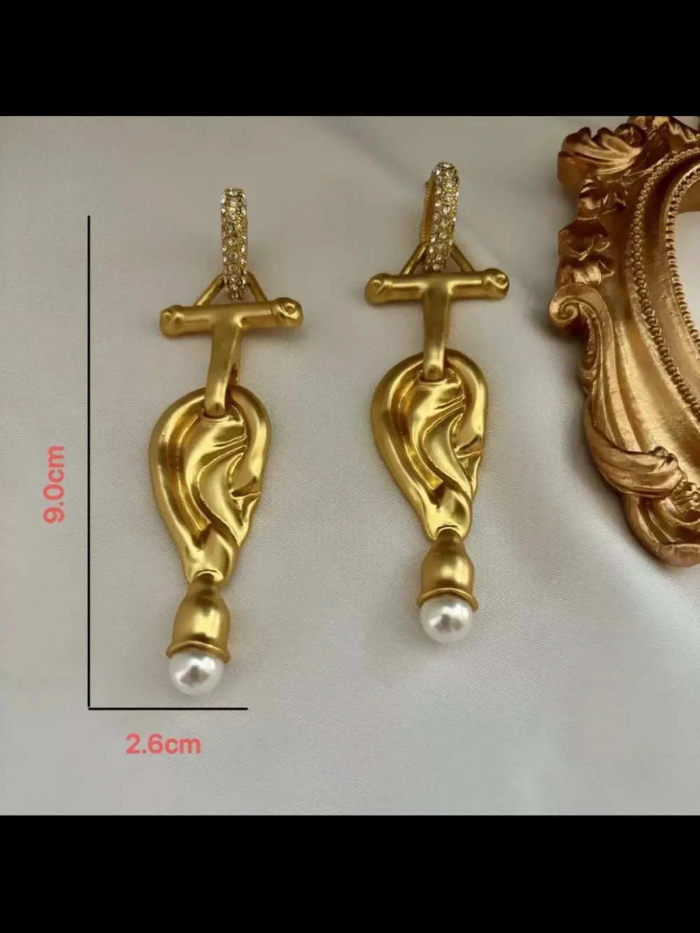 Gold Pearl Drop Statement Earrings - Women Jewelry